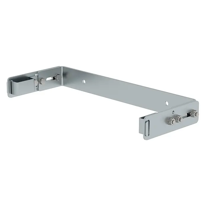 Munk Mehrzweckleiter verstellbare Wandhalter U-Bügel Stahl verzinkt 165-205mm - Stahl - Silbergraue Metall-Montagehalterung mit Schrauben und Schlitzen für verstellbare Befestigung.