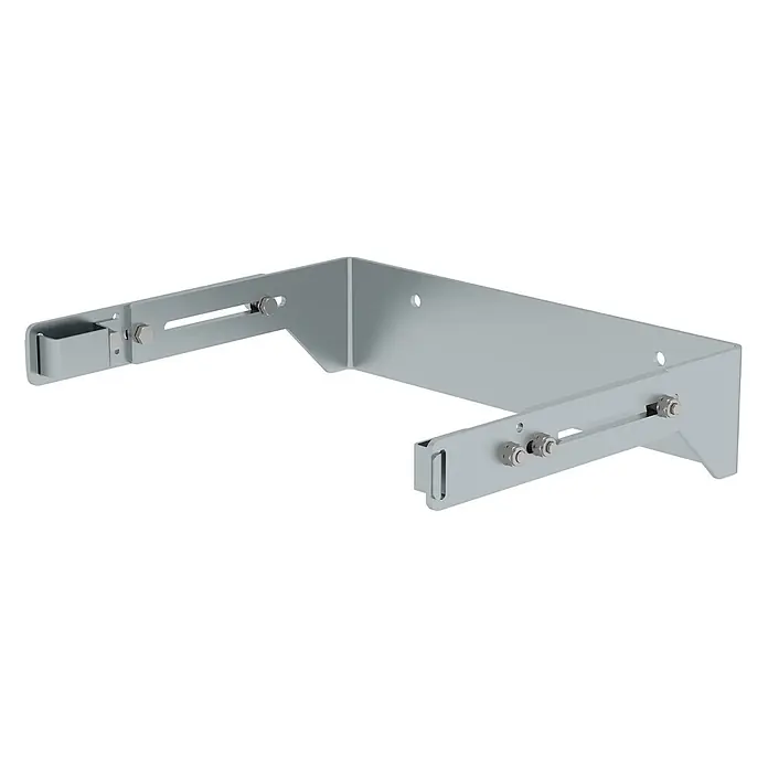 Munk Mehrzweckleiter verstellbare Wandhalter U-Bügel Stahl verzinkt 375-500mm - Stahl - Silberne Metallhalterung mit verstellbaren Schlitzen und Befestigungselementen für flexible Installation.