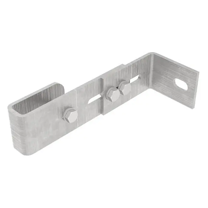 Munk Mehrzweckleiter Wandhalter - Stahl - Silberne Metall-Montagehalterung mit U- und L-förmigen Abschnitten, mit Langlöchern und Schrauben.