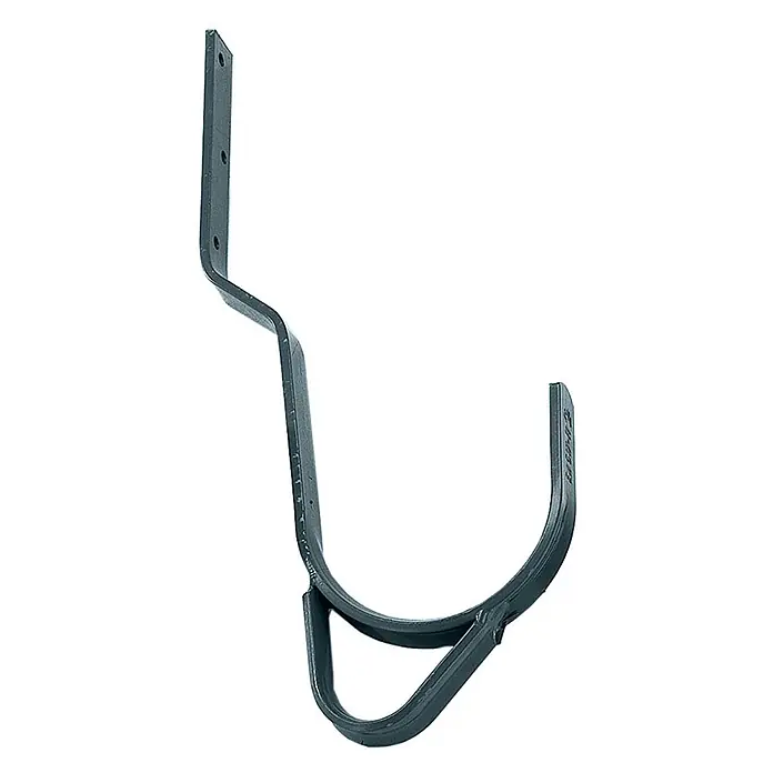 Munk Dachleiter Dachhaken für Pfannen und Falzziegel anthrazitgrau -  - Dunkelgrauer Metall-Dachrinnenhalter mit flacher Montageplatte und U-förmiger Rinne für halbrunde Dachrinnen.
