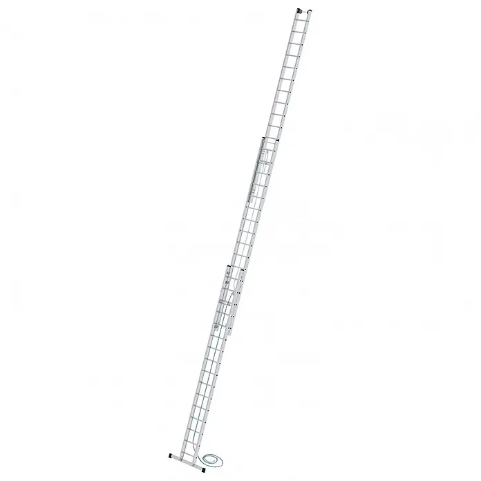 Munk Seilzugleiter Seilzugleiter mit Traverse 3x16 Sprossen - Anzahl Tritte: 16 Stk., Arbeitshöhe: 11.900 m, Aluminium - Silberne Aluminium-Ausziehleiter mit Seilzugsystem.
