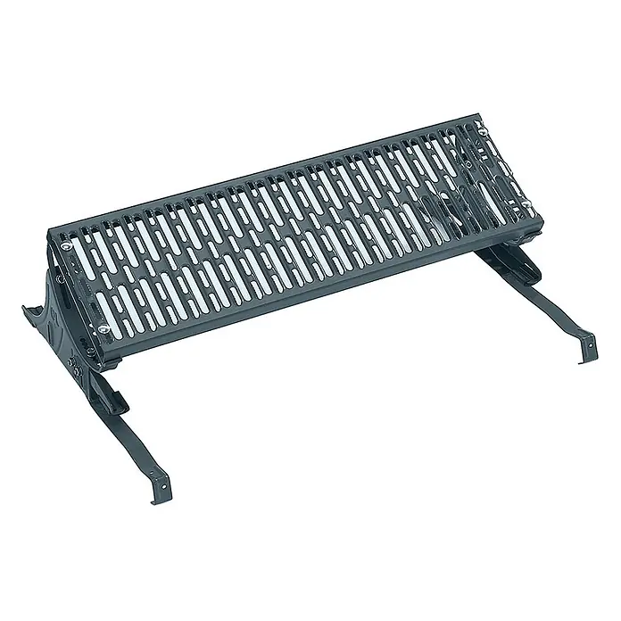 Munk Dachleiter Standrost 800x250 anthrazitgrau -  - Dunkelgraue, gelochte Metallstufe mit Befestigungsriemen.