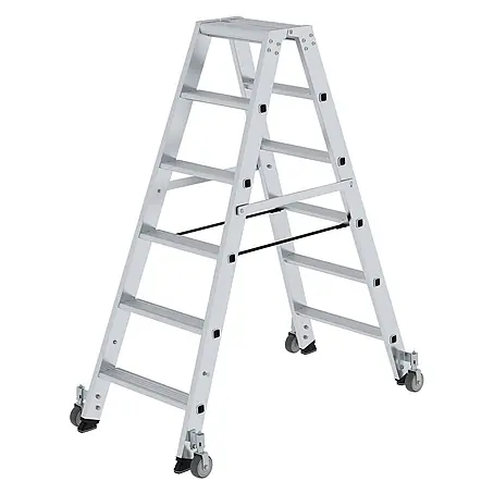 Munk  Stehleiter Stehleiter beidseitig begehbar mit Rollen 2x6 Stufen