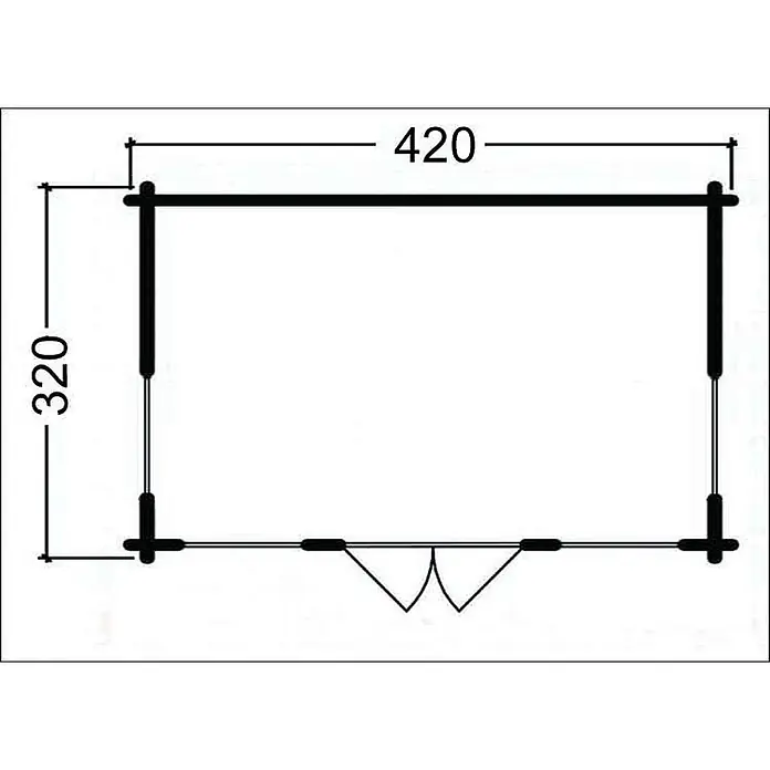 Alpholz Gartenhaus CLOCKHOUSE® Royal - Außenmaß inkl. Dachüberstand (B x T): 444 x 354 cm, Holz, Naturbelassen - Rechteckiger Hütten-Grundriss mit Maßen 420x320 und Doppeltür.