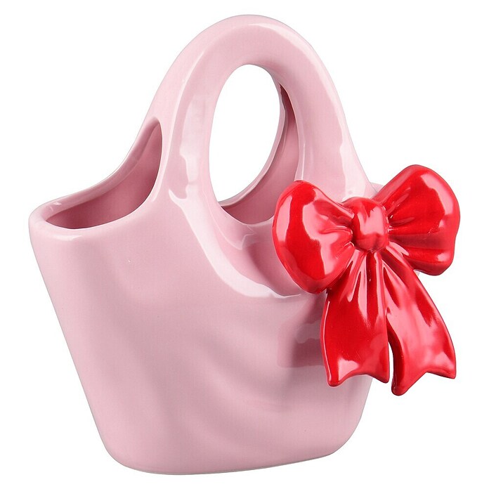Vase Bow (L x B x H: 12 x 20 x 20,5 cm, Keramik, Pastellrosa) | BAUHAUS