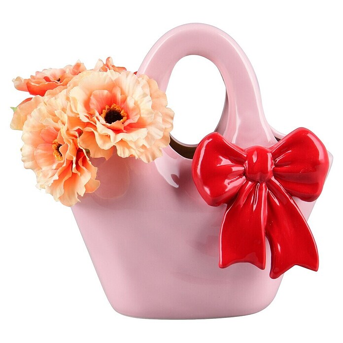 Vase Bow (L x B x H: 12 x 20 x 20,5 cm, Keramik, Pastellrosa) | BAUHAUS