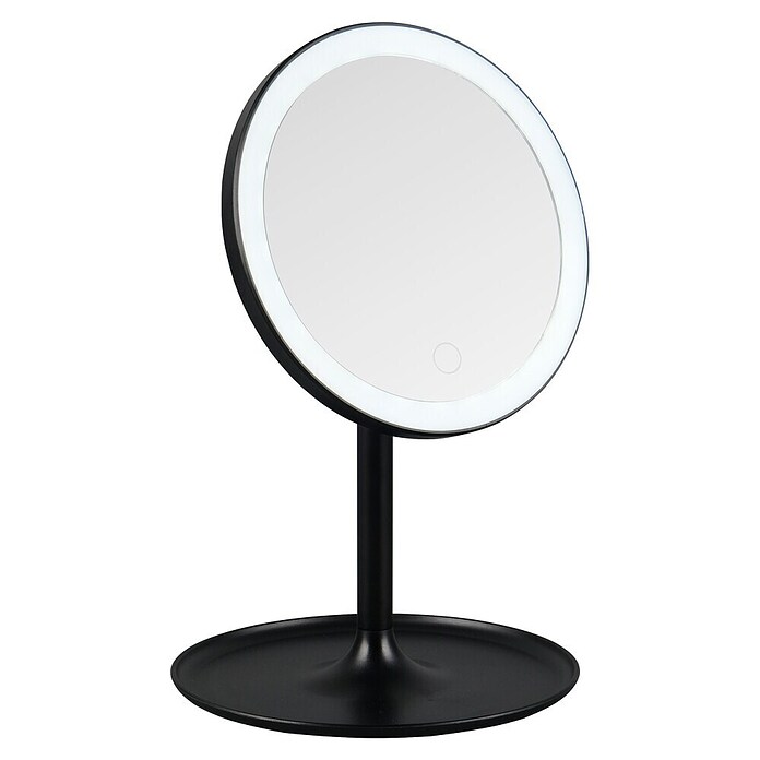 LED-Lichtspiegel rund Lilia (B x H: 18 x 28,5 cm, Schwarz) | BAUHAUS