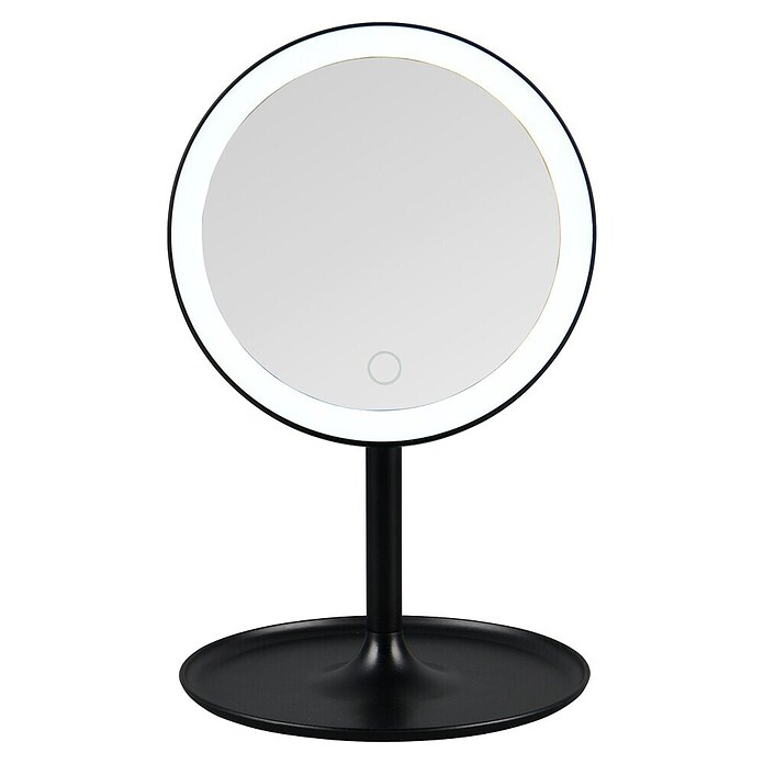 LED-Lichtspiegel rund Lilia (B x H: 18 x 28,5 cm, Schwarz) | BAUHAUS