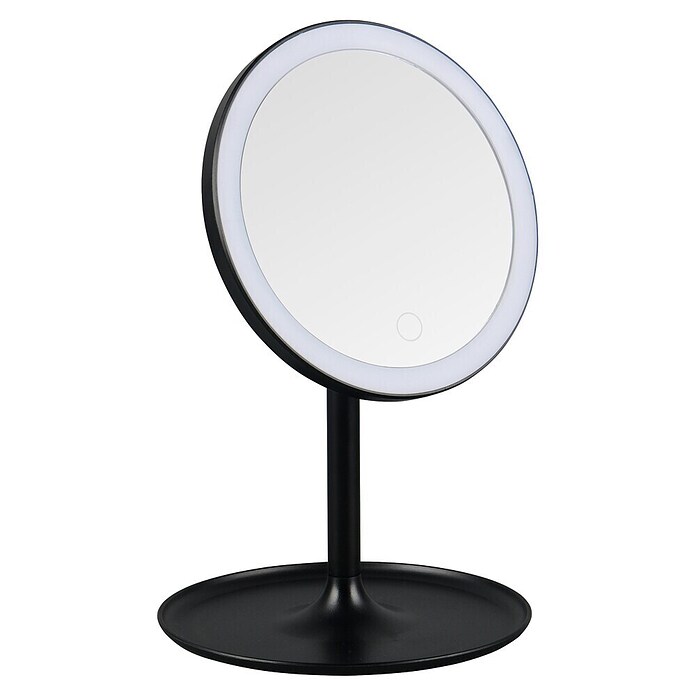 LED-Lichtspiegel rund Lilia (B x H: 18 x 28,5 cm, Schwarz) | BAUHAUS