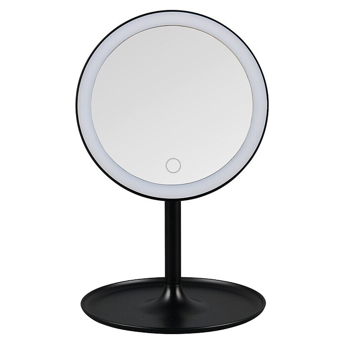 LED-Lichtspiegel rund Lilia (B x H: 18 x 28,5 cm, Schwarz) | BAUHAUS