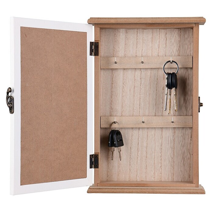 Schlüsselkasten Stacey (B x H: 20 x 30 cm, Anzahl Haken: 6 Stk., Weiß/Braun) | BAUHAUS