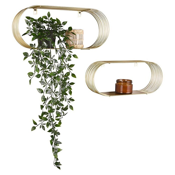 Wandregal-Set Joyce (H x B x T: 18 x 43 x 10 cm, Gold) | BAUHAUS