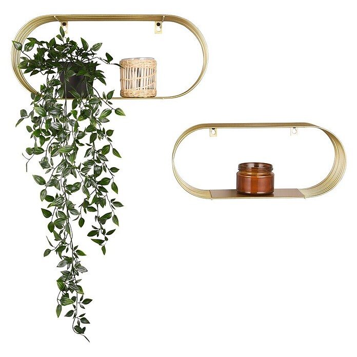 Wandregal-Set Joyce (H x B x T: 18 x 43 x 10 cm, Gold) | BAUHAUS