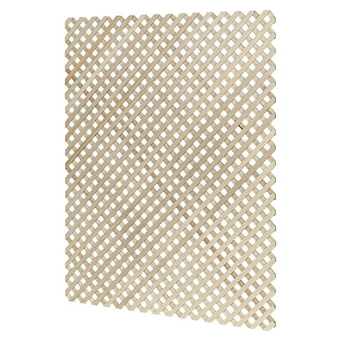 Celosía para exterior D12 Clásica - 850 x 10 mm, Madera, Marrón - Una celosía de madera clara con un patrón diagonal. Ideal para jardines o como elemento decorativo, que ofrece privacidad y un aspecto elegante.