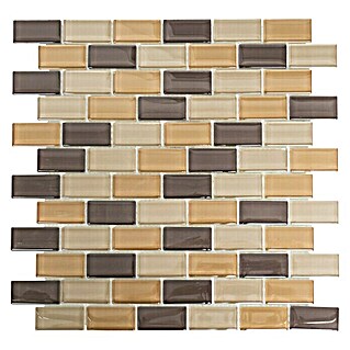 Mosaikfliese Brick Crystal Mix XCM B855 (32,2 x 31 cm, Braun, Glänzend)