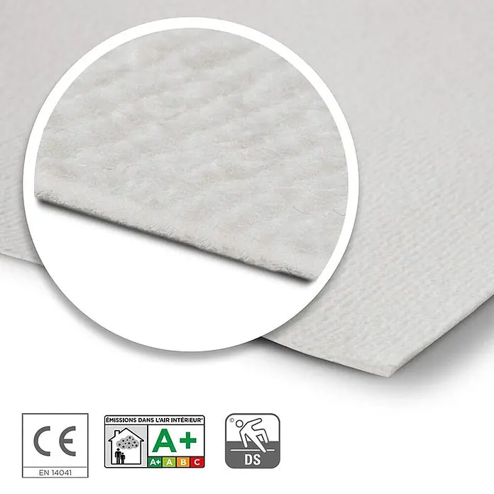 Floordirekt Teppichboden Meterware Sintra - für Messe & Events - Weiß - 100 x 500 cm - Breite: 100 cm, Flachgewebe, Polypropylen, Weiß - Helles, faseriges Unterlagsmaterial mit Textur, CE-gekennzeichnet, A+ Raumluftemission & DS-Rutschfestigkeit.