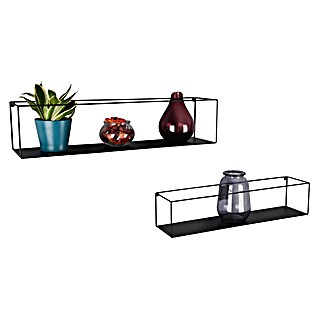 Wandregal-Set Tinka (L x B x H: 15 x 65 x 15 cm, Metall, Schwarz)