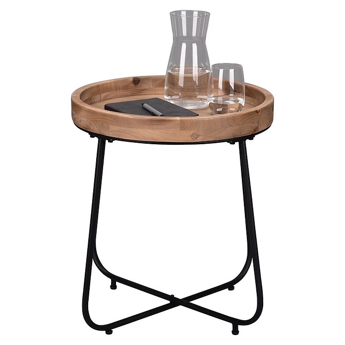 Beistelltisch Jette (Ø x H: 52 x 48 cm, Schwarz/Braun) | BAUHAUS