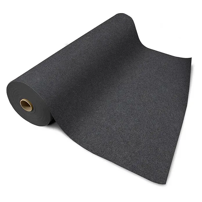 Floordirekt Teppichboden Meterware Sintra - für Messe & Events - Dunkelgrau - 100 x 100 cm - Breite: 100 cm, Flachgewebe, Polypropylen, Dunkelgrau - Dunkelgraue Filzstoffrolle, teilweise abgerollt.