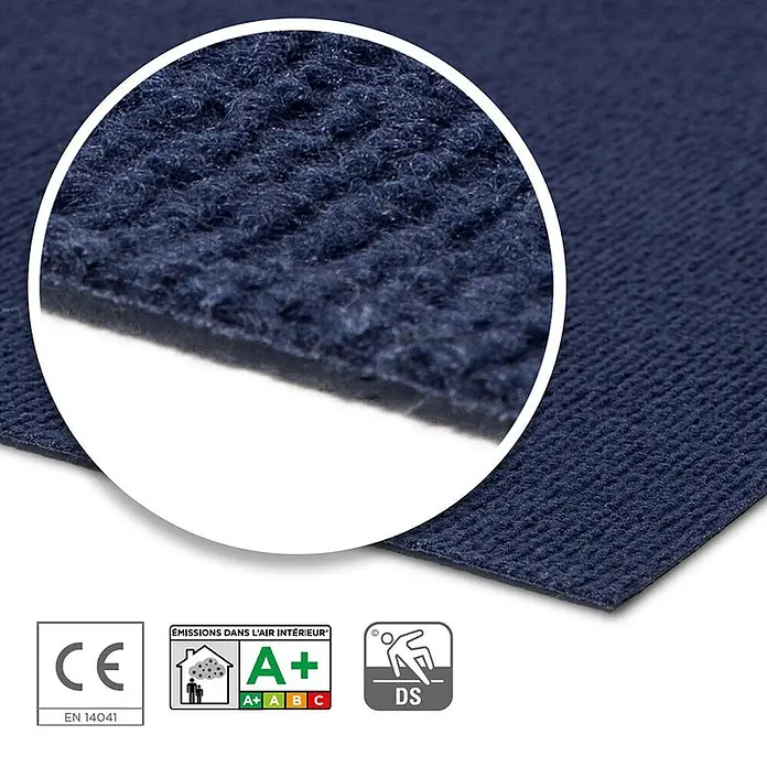 Floordirekt Teppichboden Meterware Sintra - für Messe & Events - Dunkelblau - 200 x 200 cm - Breite: 200 cm, Flachgewebe, Polypropylen, Dunkelblau - Dunkelblaue gerippte Textilmatte mit strukturierter Oberfläche.