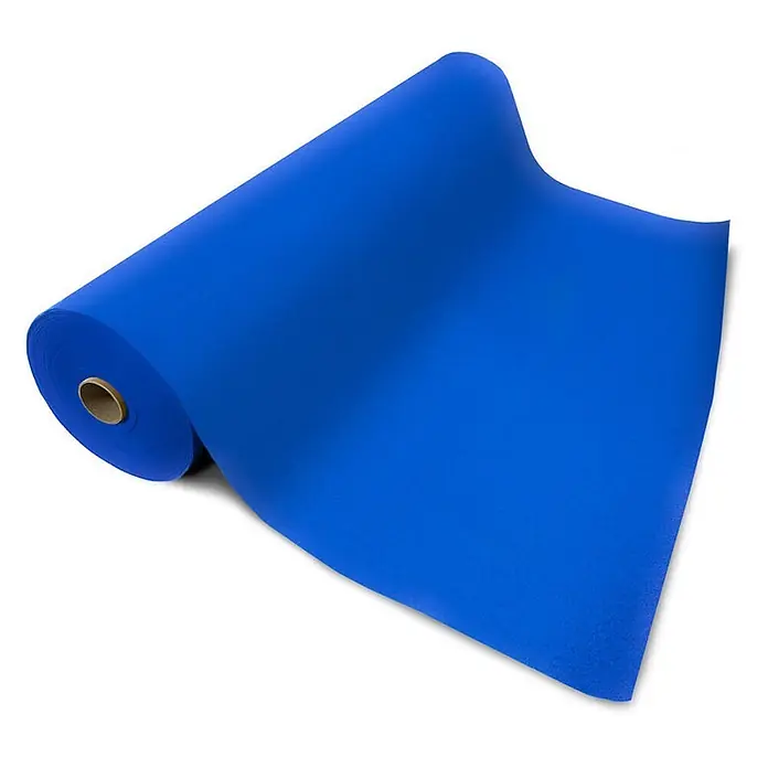 Floordirekt Teppichboden Meterware Sintra - für Messe & Events - Royalblau - 100 x 300 cm - Breite: 100 cm, Flachgewebe, Polypropylen, Royalblau - Rolle aus königsblauem Material, abgerollt, zeigt flache Oberfläche und Pappkern.