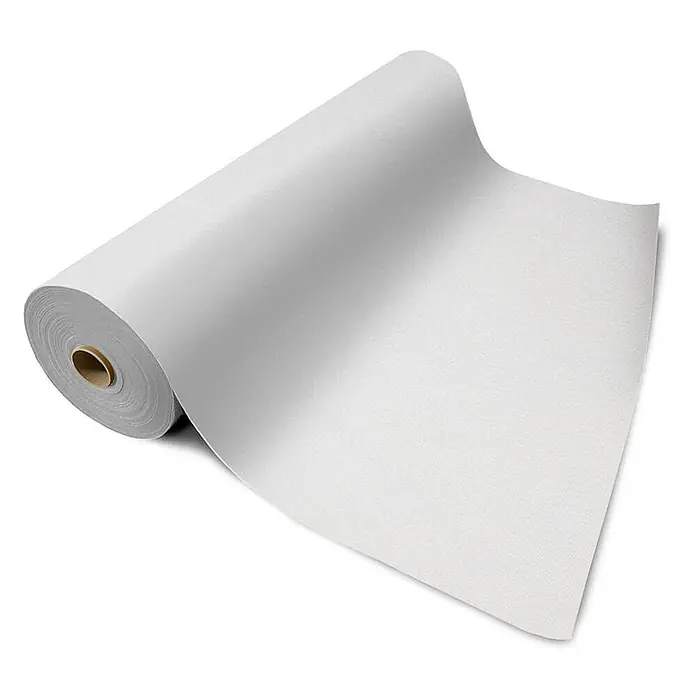 Floordirekt Teppichboden Meterware Sintra - für Messe & Events - Weiß - 100 x 500 cm - Breite: 100 cm, Flachgewebe, Polypropylen, Weiß - Teilweise abgerollte Rolle aus weißem Papier oder Leinwand.