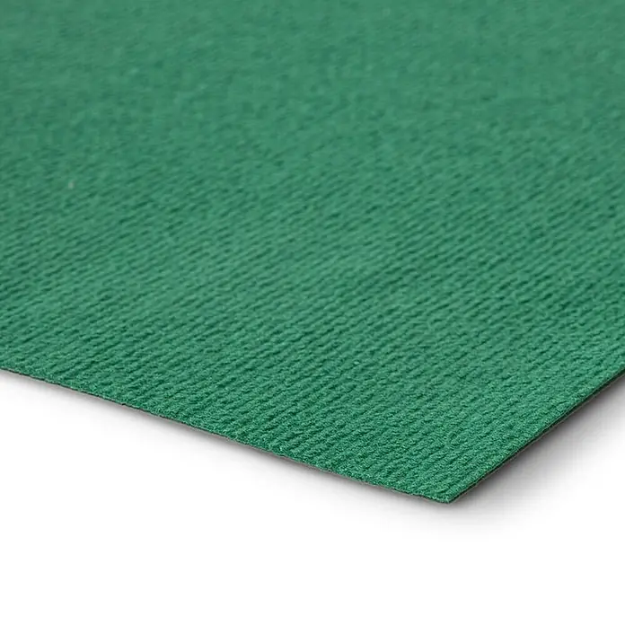 Floordirekt Teppichboden Meterware Sintra - für Messe & Events - Grün - 100 x 400 cm - Breite: 100 cm, Flachgewebe, Polypropylen, Grün - Grünes strukturiertes Filzblatt mit diagonalem Rippenmuster.