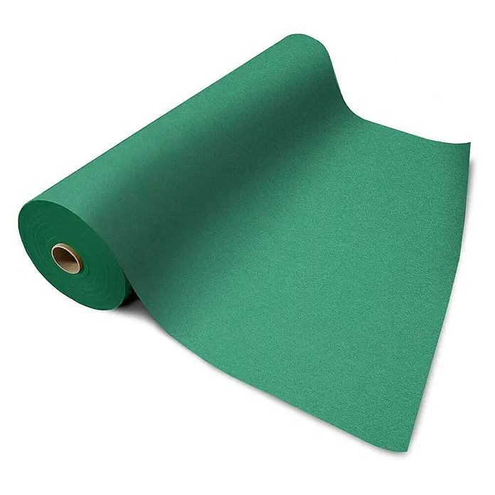 Floordirekt Teppichboden Meterware Sintra - für Messe & Events - Grün - 100 x 400 cm - Breite: 100 cm, Flachgewebe, Polypropylen, Grün - Große Rolle grünen, texturierten Stoffes, teilweise abgerollt.