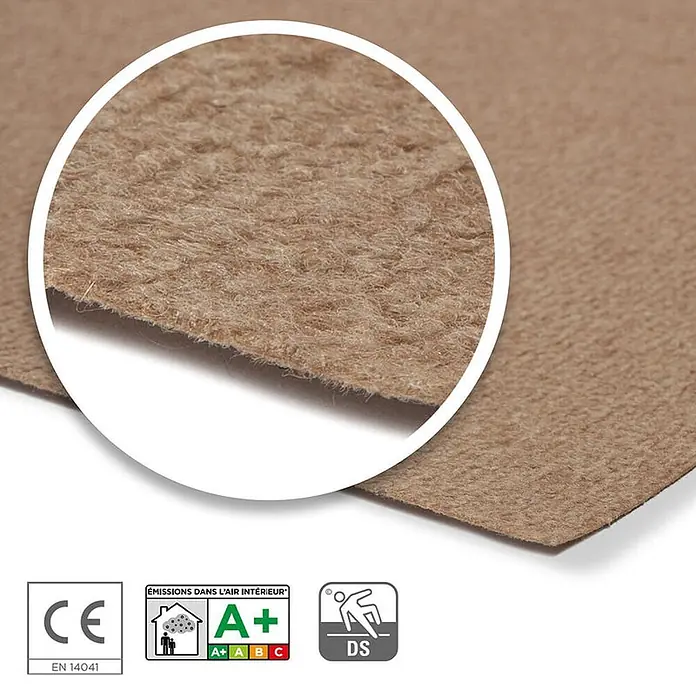 Floordirekt Teppichboden Meterware Sintra - für Messe & Events - Beige - 200 x 100 cm - Breite: 200 cm, Flachgewebe, Polypropylen, Beige - Hellbrauner Filz-Bodenbelag mit weicher, faseriger Textur. Inklusive CE-, Raumluftqualität- und Rutschfestigkeitszertifizierungen.