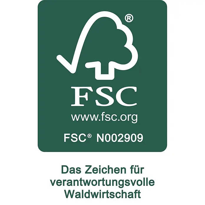 Kai Wiechmann Marktschirm Sunshine Style 240 cm Anthrazit - Grau|Anthrazit - FSC-Zertifizierungslogo mit stilisiertem Baum, 'FSC', 'www.fsc.org' und 'FSC® N002909'. Zeichen für verantwortungsvolle Waldwirtschaft.