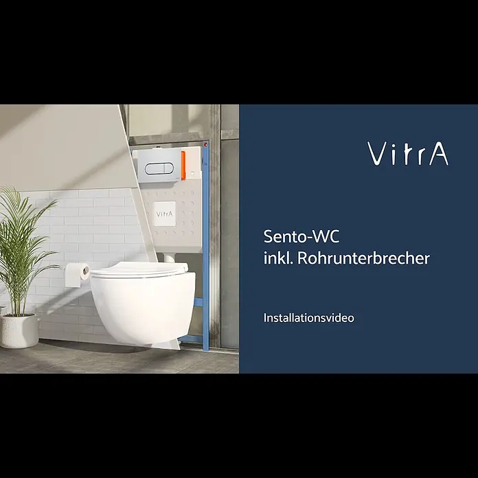 VitrA Sento Wand-Dusch-WC - Spülrandlos, Mit schmutzabweisender Glasur, Spülform: Tief, WC Abgang: Waagerecht, Weiß, Inklusive Thermostatarmatur - VitrA | Installationsvideo Sento Taharet WC 7748 inkl. Rohrunterbrecher