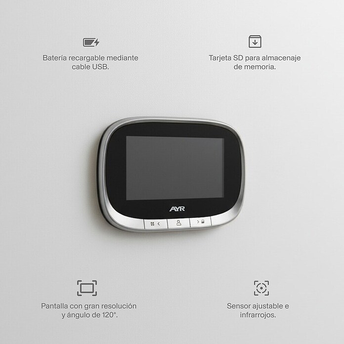 AYR Mirilla digital Smart Vision 763 (WLAN, Grosor de la puerta: 35 mm - 120 mm) | BAUHAUS