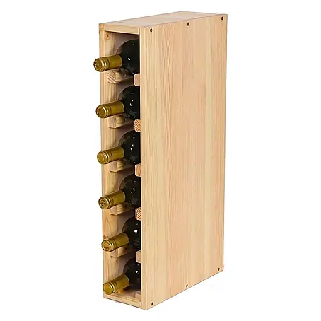 Proregal  Flaschenregal Modulares Weinregal ELSASS 60x12x30cm Schmal Modul für 6 Flaschen Natur