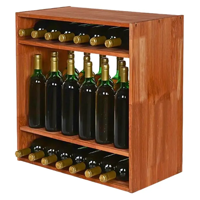 Proregal Flaschenregal Modulares Weinregal VINCELLAR MOD für 32 Flaschen - Holz - Rotbraunes Weinregal aus Holz zur horizontalen und vertikalen Lagerung mehrerer Weinflaschen.