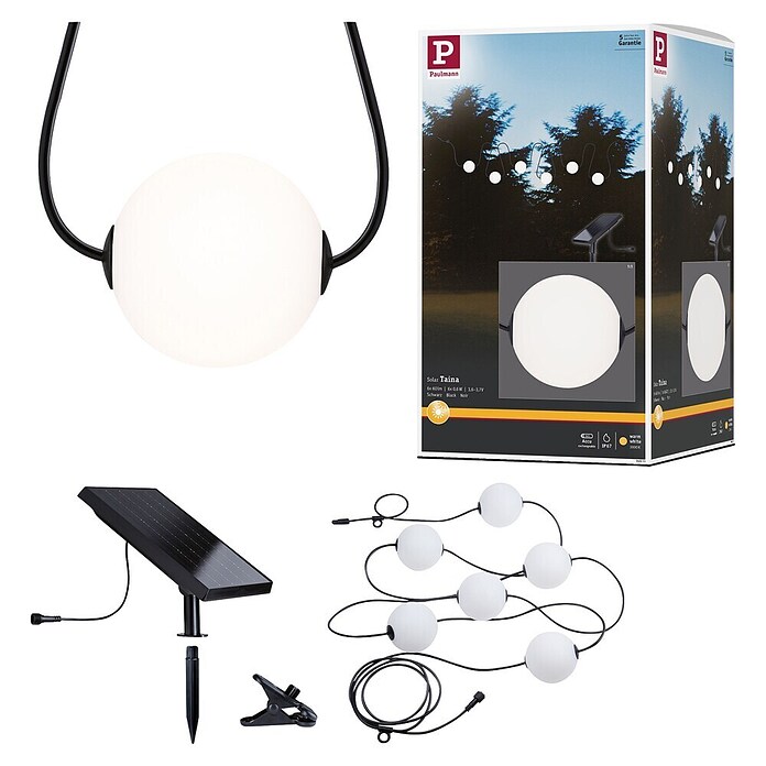 Paulmann LED-Lichterkette Taina (Außen, Lichtfarbe: Warmweiß, Anzahl Leuchtmittel: 6 Stk., Solarbetrieben, Länge: 5,8 m) | BAUHAUS