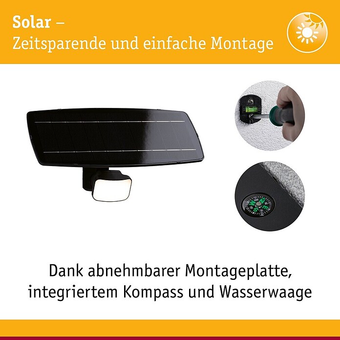 Paulmann Solar-LED-Strahler Flotas (Farbtemperatur: 3 000 K, L x B x H: 36,1 x 19,5 x 19,4 cm, Ausführungseigenschaft: Ohne Smarte Steuerung) | BAUHAUS