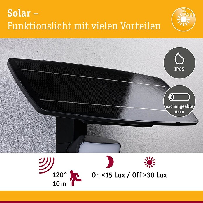 Paulmann Solar-LED-Strahler Flotas (Farbtemperatur: 3 000 K, L x B x H: 36,1 x 19,5 x 19,4 cm, Ausführungseigenschaft: Ohne Smarte Steuerung) | BAUHAUS
