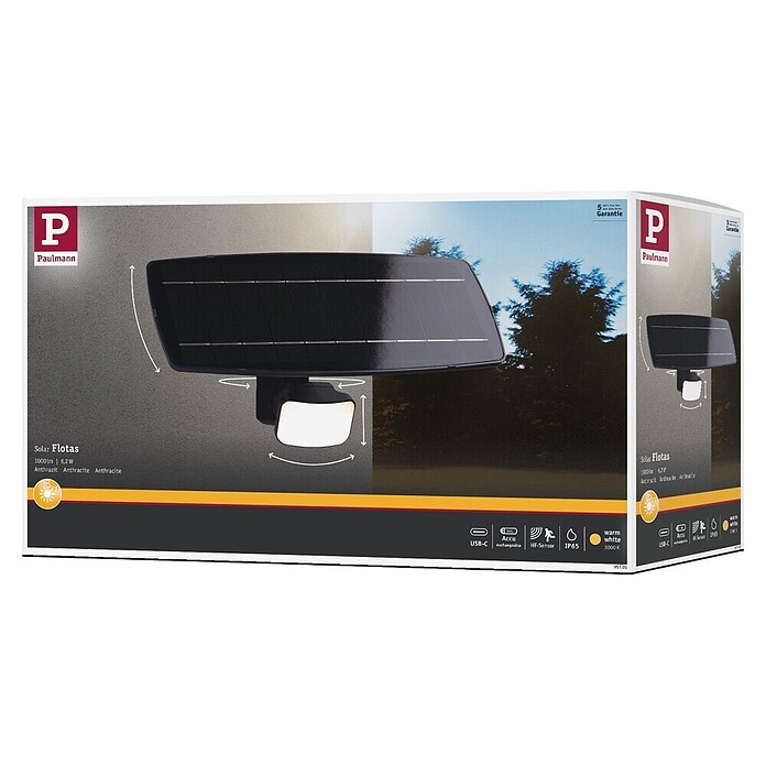 Paulmann Solar-LED-Strahler Flotas (Farbtemperatur: 3 000 K, L x B x H: 36,1 x 19,5 x 19,4 cm, Ausführungseigenschaft: Ohne Smarte Steuerung) | BAUHAUS