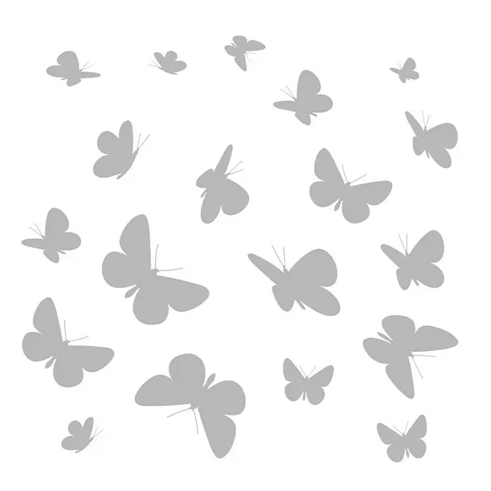 Komar Fenstersticker Schmetterlinge - Weiß, 31 x 31 cm, 21 -tlg. - Graue Schmetterlings-Wandaufkleber für eine elegante und luftige Raumgestaltung, ideal für Kinderzimmer oder Wohnbereiche.
