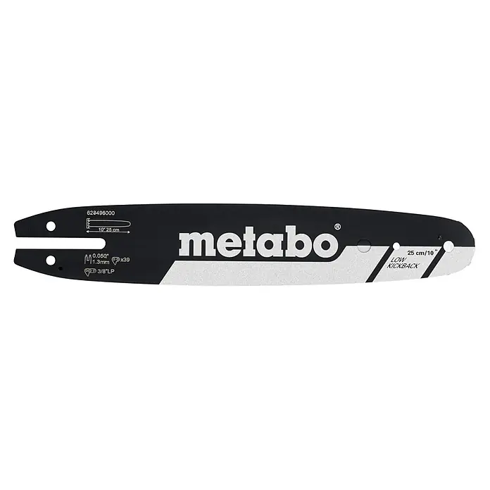 Metabo Ersatz-Schwert - Passend für: Hochentaster-Aufsatz MA-MS 25 - Schwarze und silberne Metabo Motorsägenschwert, 25 cm / 10 Zoll, mit geringem Rückschlag.