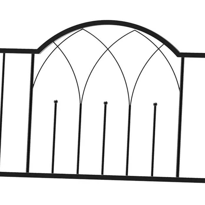 Outsunny Gartenbank - B x T x H: 59 x 59 x 203 cm, Metall, Schwarz - Schwarzes Metallzaunelement mit gewölbter Oberseite und dekorativen vertikalen Stäben.