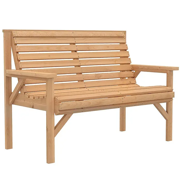 Outsunny Gartenbank - B x T x H: 65 x 65 x 90 cm, Tannenholz, Naturholz - Gartenbank aus hellem Naturholz mit Lamellen und Armlehnen.
