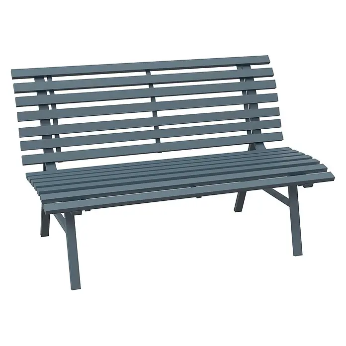 Outsunny Gartenbank - B x T x H: 67 x 67 x 79 cm, Aluminium, Blau - Graue Lattenbank für den Garten.