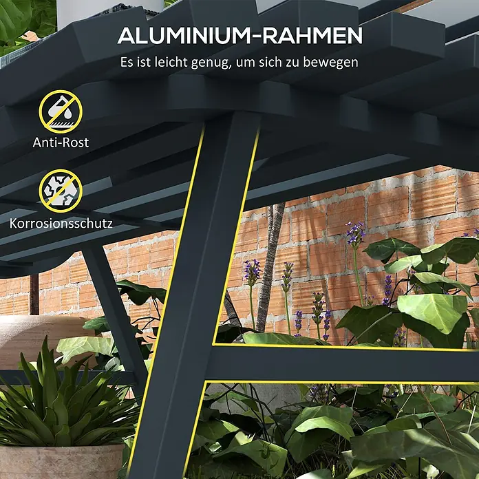 Outsunny Gartenbank - B x T x H: 67 x 67 x 79 cm, Aluminium, Blau - Leichter, dunkelgrauer Aluminiumrahmen einer Outdoor-Konstruktion mit Rost- und Korrosionsschutz.