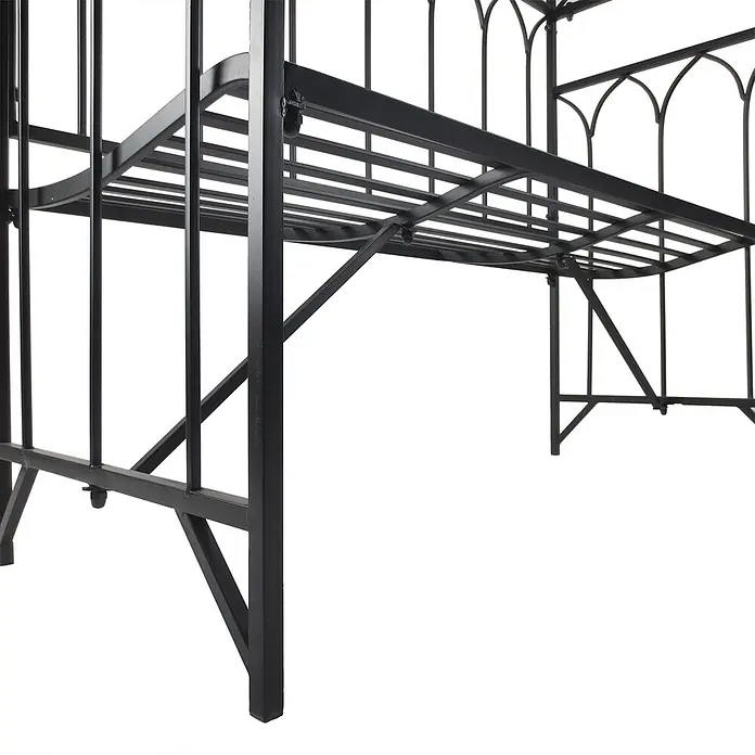 Outsunny Gartenbank - B x T x H: 50 x 50 x 203 cm, Metall, Schwarz - Schwarzes Metallbettgestell mit Bogendetails und Lattenrost.