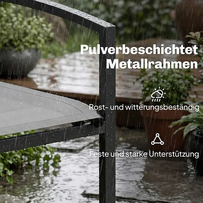Outsunny Gartenbank - B x T x H: 66 x 66 x 80 cm, Metall, Netzstoff, Grau - Dunkler, pulverbeschichteter Metallrahmen, rost- und witterungsbeständig, bietet feste Unterstützung im Außenbereich.