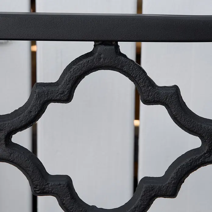 Furnicato Gartenbank Gusseisen - B x T x H: 58,5 x 128 x 89 cm, Legierter Stahl, Schwarz - Schwarz texturiertes Metallgeländer mit aufwendigem Vierpassmuster.