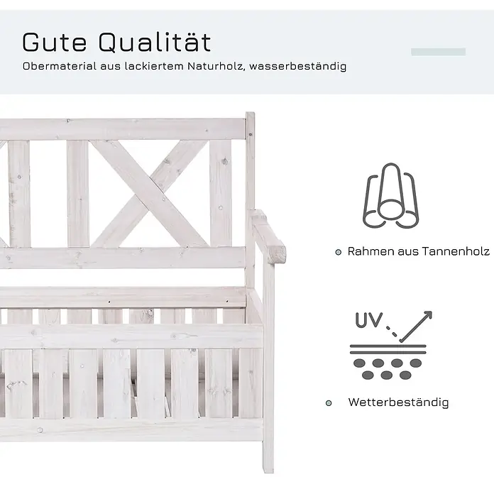 Outsunny Gartenbank - B x T x H: 61 x 61 x 85 cm, Tannenholz, Weiß - Weiße Gartenbank aus Tannenholz, lackiert und wetterbeständig.