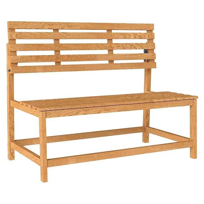 Outsunny Gartenbank - B x T x H: 61 x 61 x 89 cm, Kiefernholz, Teak - Hellebraune Holzgartenbank mit Lattenrostsitz und verstellbarer Rückenlehne.