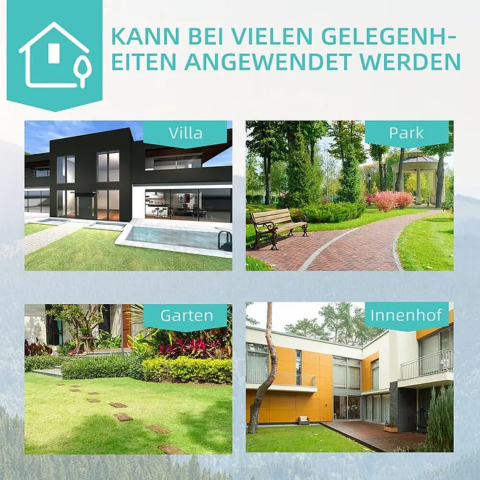 Outsunny Gartenbank - Gussaluminium, Gusseisen, Bronze - Collage mit verschiedenen Außenbereichen: Villa, Park, Garten, Innenhof, zur Veranschaulichung vielfältiger Anwendungen für Landschaftsprodukte.